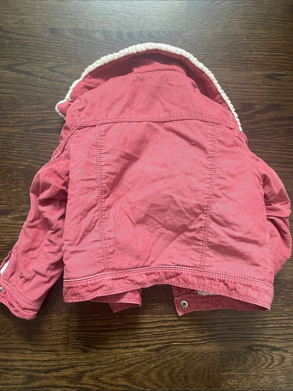 Old Navy Coral Pink Corduroy Jacket Lined in Cream Sherpa